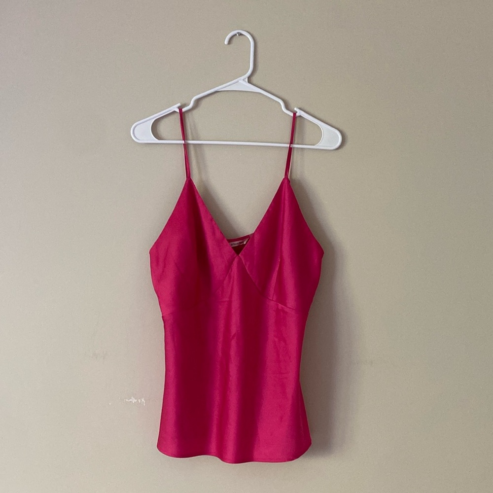 La Vie En Rose Hot Pink Satin Chemise Tank